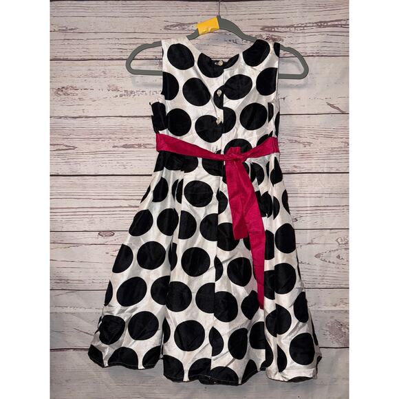 Cherokee White and Black Polka Dot Girls Fit and Flare Sz12 - Picture 5 of 9